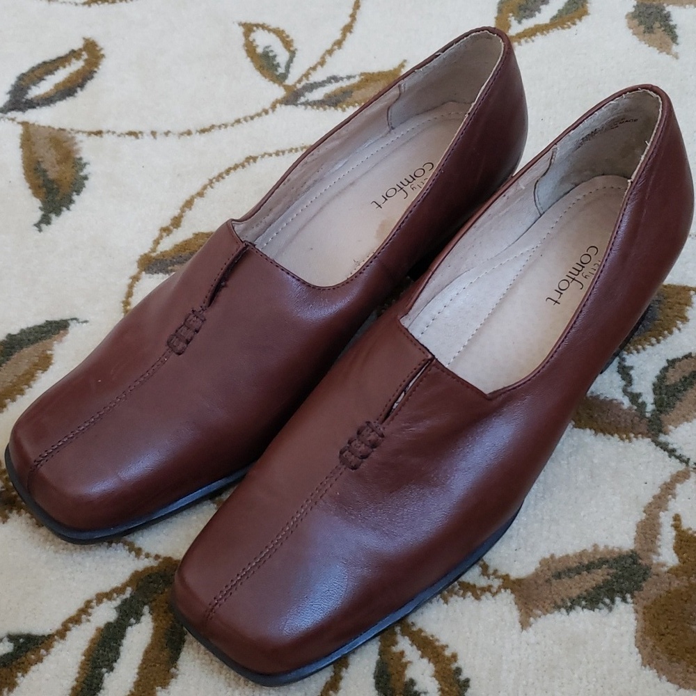 Strictly Comfort Cognac Brown Leather Business Casual Classic Shoes 10 M